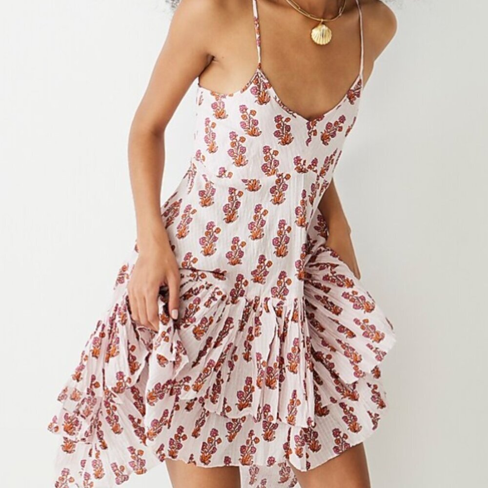 J. Crew Women's Dress Gauze Tiered Floral Beach Size Large Brand New